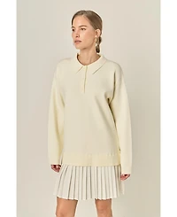 English Factory Women's Polo Mixed Media Mini Dress