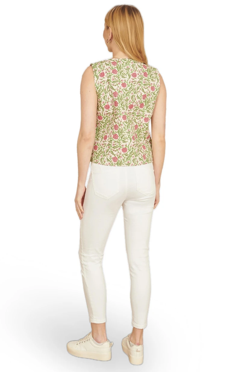 Yumi Women's Indian Floral Reversible Quilted Jacket