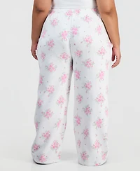 Planet Gold Trendy Plus Printed Wide-Leg Fleece Pants