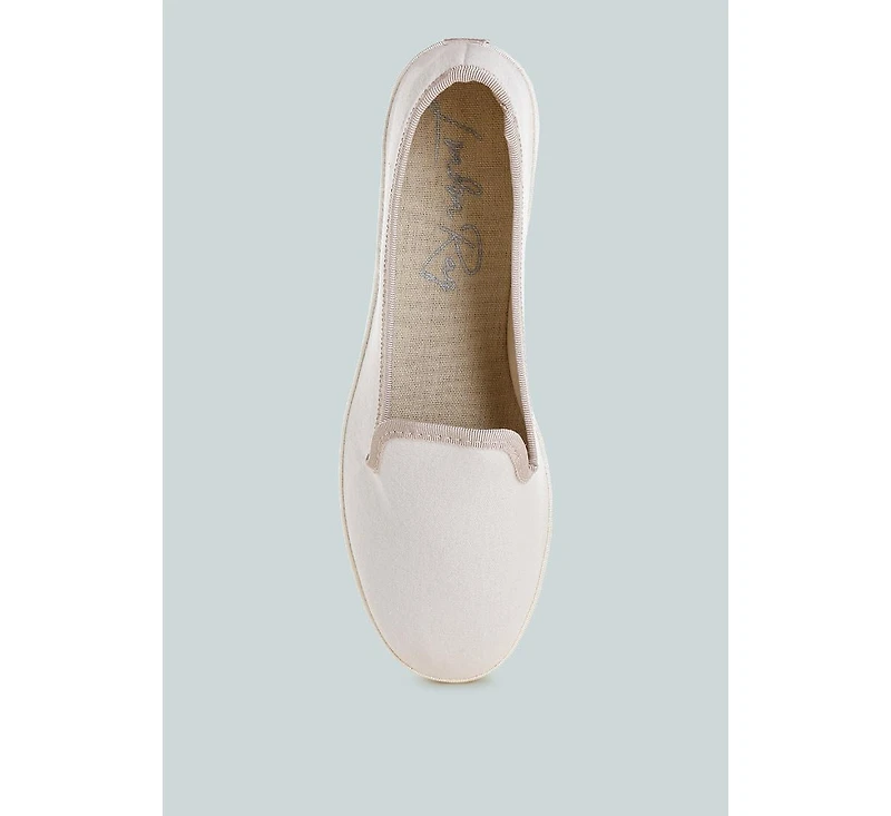 Moshka Round Toe Canvas Slip-On Loafers Women