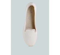 Moshka Round Toe Canvas Slip-On Loafers Women