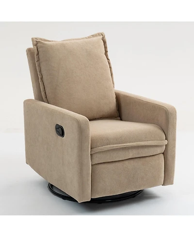 Boyel Living Short Plush Armchair Sofa Manual Button Recliner Chair, Camel
