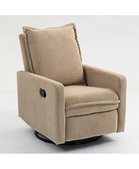 Boyel Living Short Plush Armchair Sofa Manual Button Recliner Chair, Camel