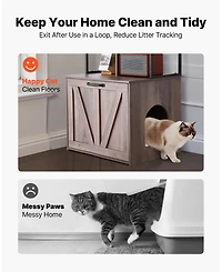 Wooden Litter Box Enclosure with 2-Tier Shelves & Metal Legs, 27.6"