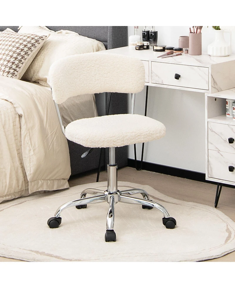 Ecooso Computer Desk Chair Adjustable Sherpa Office Chair Swivel Vanity Chair