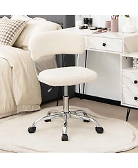 Ecooso Computer Desk Chair Adjustable Sherpa Office Chair Swivel Vanity Chair