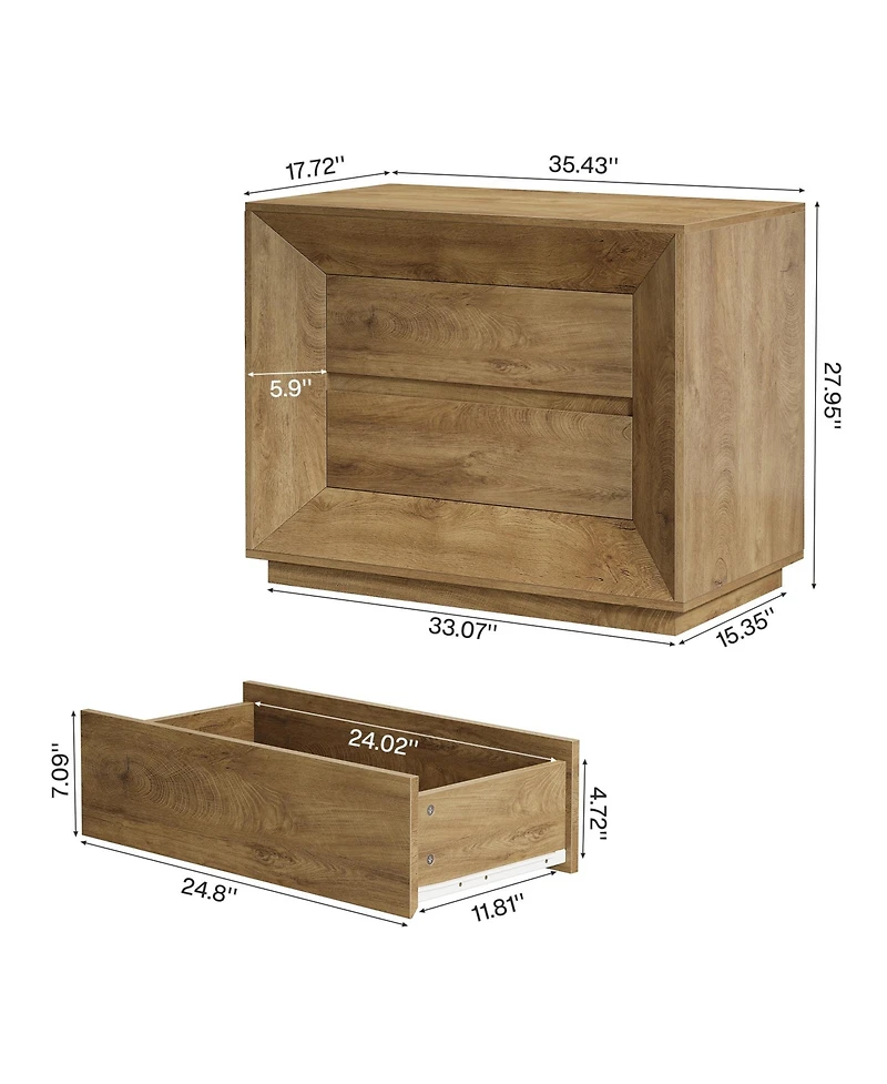 Tribesigns Nightstand Set of 2, Large Night Stand with 2 Drawers, Oversized Nightstand Bedside Table Sofa End Table for Bedroom