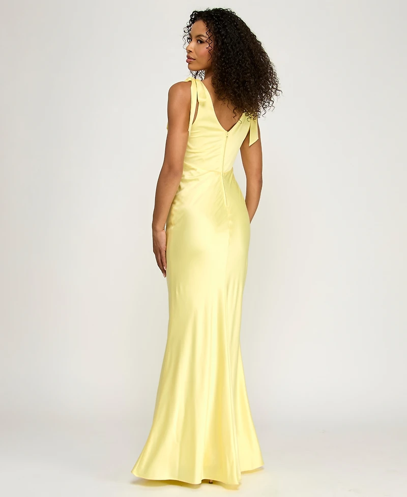 B Darlin Juniors' Sleeveless Satin Maxi Dress