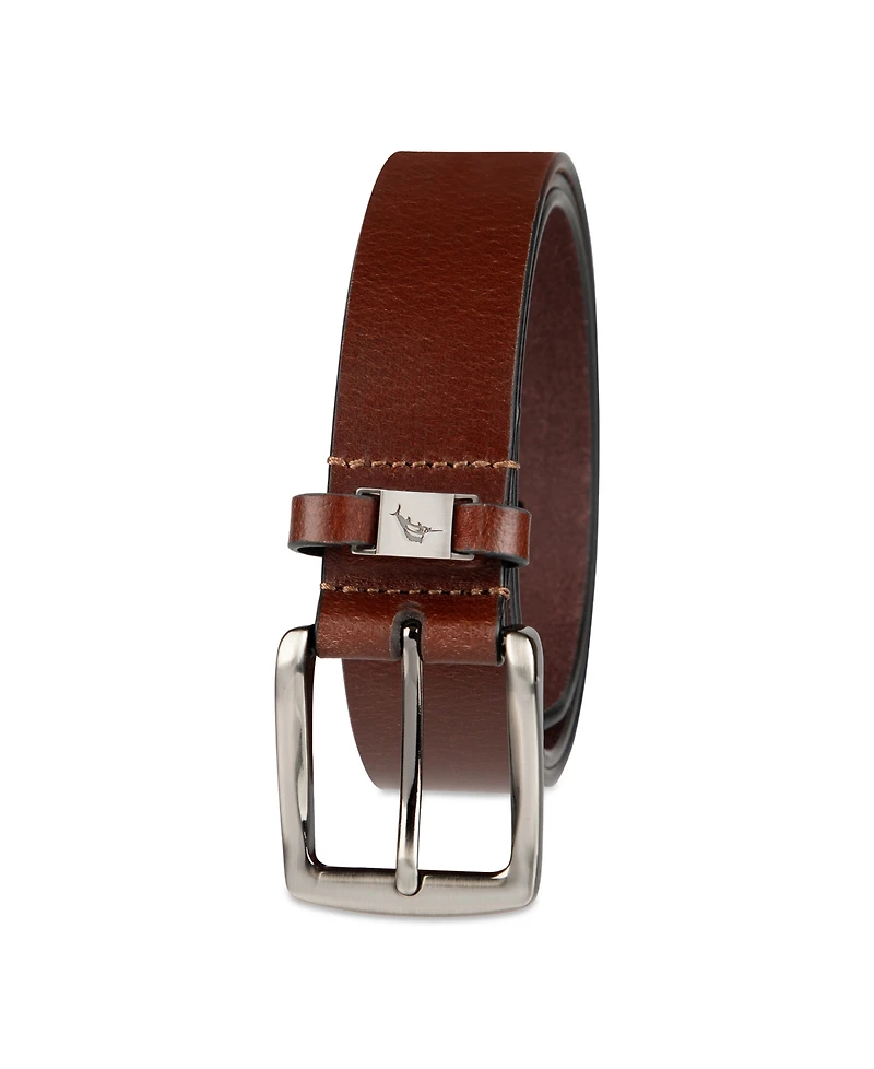 Tommy Bahama Men's Cassic Logo Ornament Leather Belt