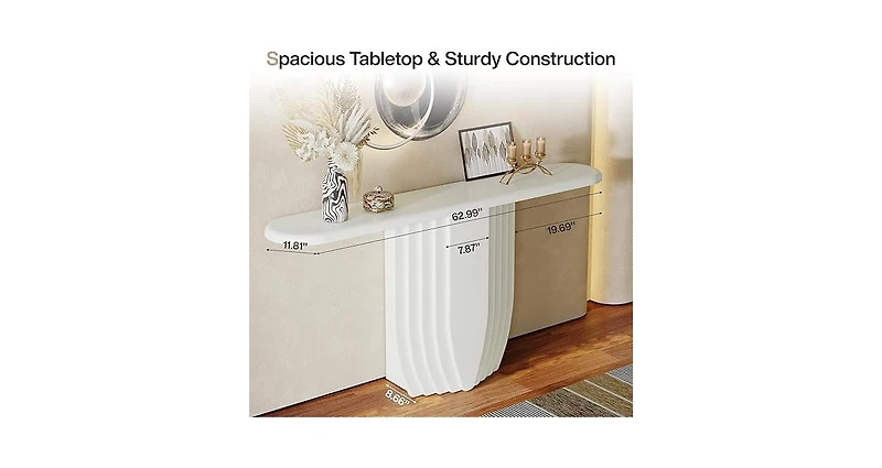 Tribesigns Modern White Console Table, 63 inch Wooden Entryway Sofa Table with Geometric Base, Contemporary Accent Console