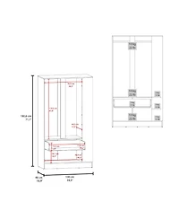 Fm Furniture Sehili 3-Door Wardrobe with Drawer, Side Shelves & Hanging Rods, Contemporary Wenge Finish