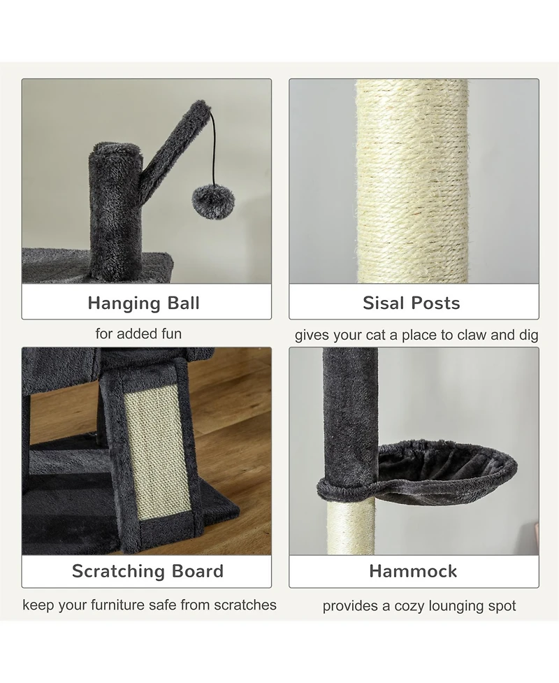 Aostirmotor 106" Huge Cat Tree with Scratching Post in Dark Grey