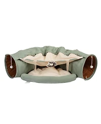Aostirmotor Cat's Telescopic Tunnel Cushioned Bed in Bright Green