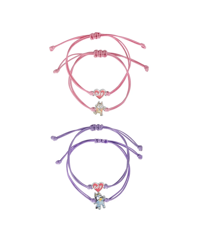 Bluey Adjustable Friendship Bracelet Set, Heart Charm, 4-Pack