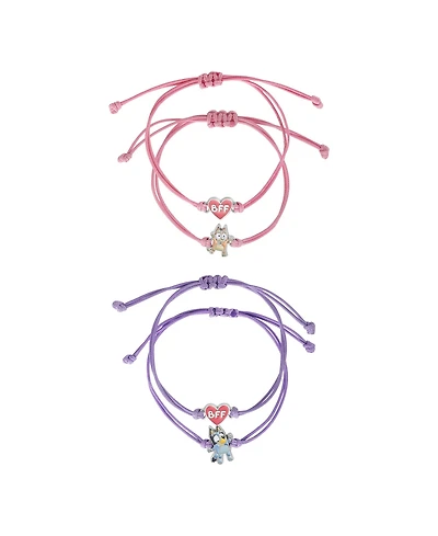 Bluey Adjustable Friendship Bracelet Set, Heart Charm, 4-Pack