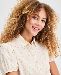 Lucky Brand Women's Cotton Puff-Sleeve Button-Down Shirt