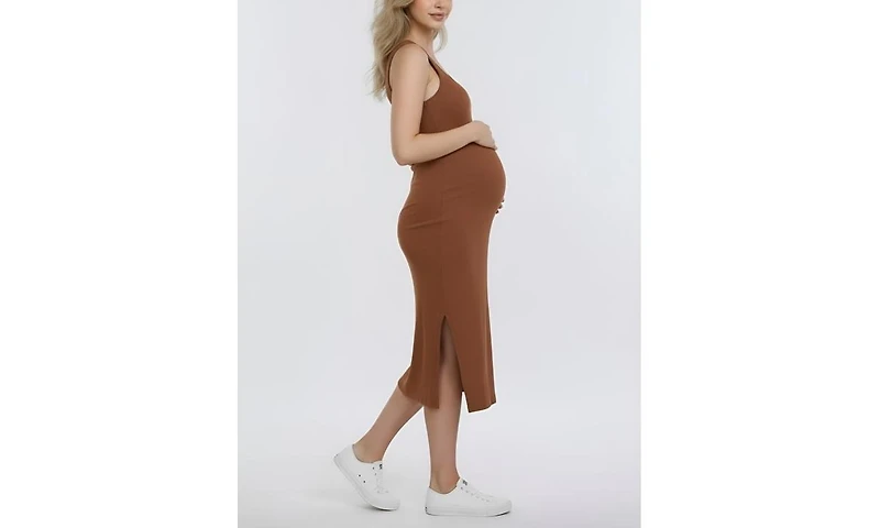 Motherhood Maternity Crew Neck Sleeveless Racerback Midi Dress