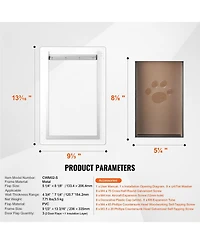 Cozito Metal Frame Wall-Entry Pet Door with 3-Flap System, Small, White