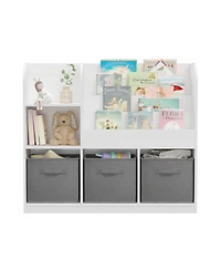 Cesicia White/ Kids Bookcase with 3 Collapsible Fabric Drawers for Bedroom