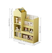 Cesicia Yellow Wooden Kids Bookshelf with 6 Compartments for Books