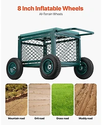 Sugfit Heavy-Duty Metal Rolling Garden Cart with 400 lb Capacity & Large Wheels