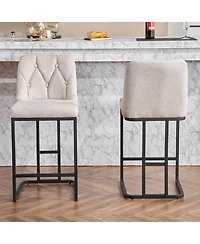 Streamdale Modern Upholstered Bar Stool, Set of 2, Beige