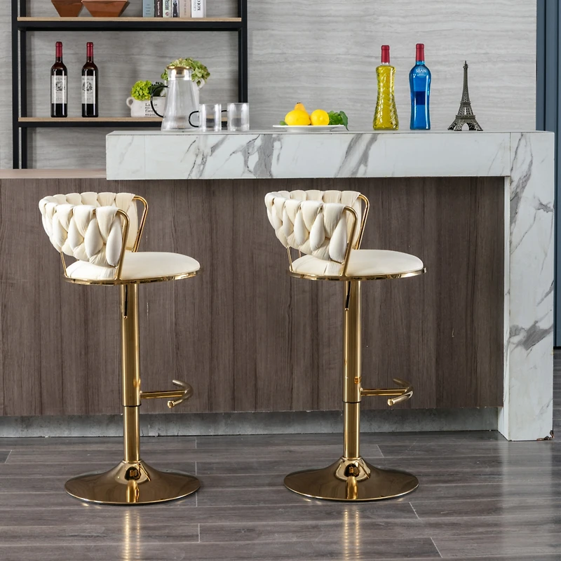 Streamdale Furniture Adjustable Height Bar Stools with Chrome Accents (Set of 2)