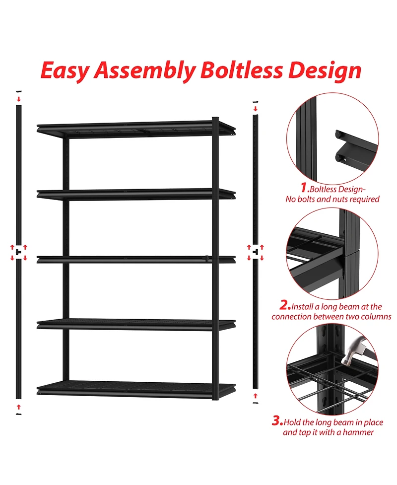 Lovmor in W x 72 in H x 24 in D Adjustable Heavy Duty Concealed Column Metal Shelving Unit