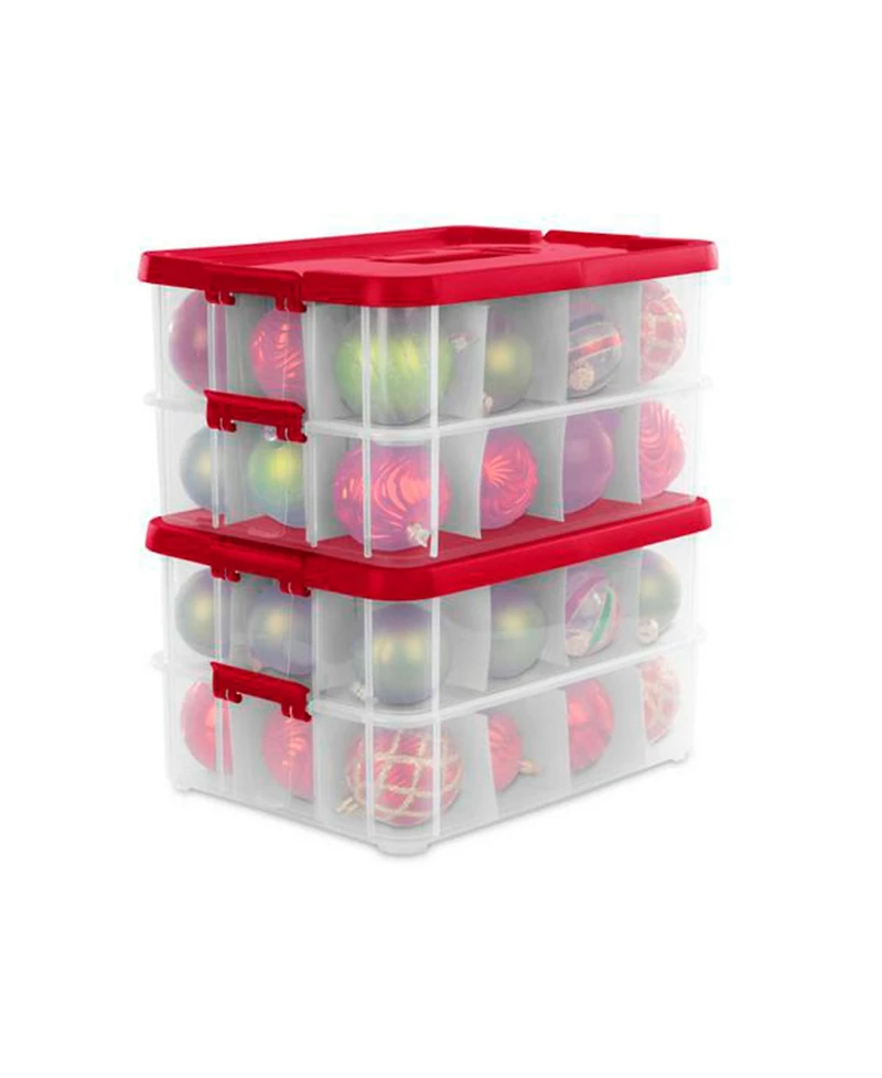 Sterilite 24 Compartment Stack and Carry Christmas Ornament Storage Box (4 Pack)