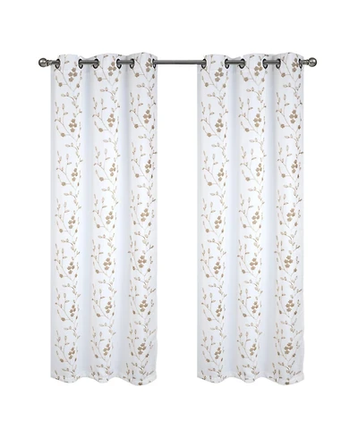 Rt Designer Collection Lilian Embroidered Blackout Decorative Grommet Curtain Panel