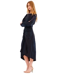 julia jordan Women's Ruched Dolman-Sleeve Boat-Neck Midi Dress