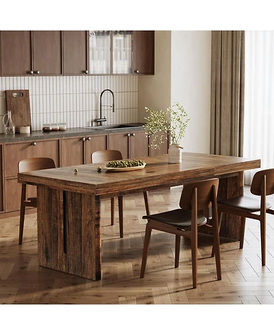 Tribesigns 70.8-Inch Large Dining Table for 6-8, Farmhouse Rectangle Long Dinner Table, Rustic Brown