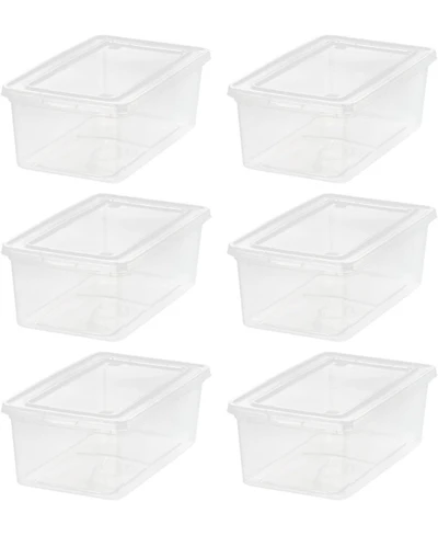 Iris Usa 6 Qt Stackable Plastic Storage Bins with Lids, Clear, 6Pk