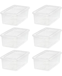 Iris Usa 6 Qt Stackable Plastic Storage Bins with Lids, Clear, 6Pk