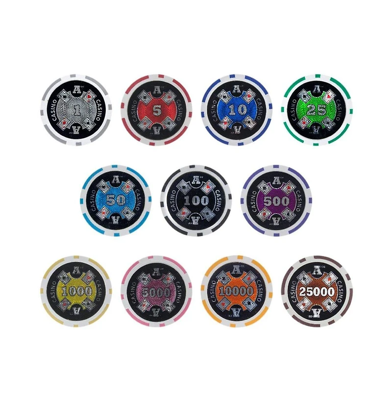 Slickblue Ace Casino Poker Chips (25-Pack) – Clay Composite for Professional-Quality Play
