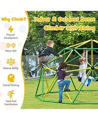 Sugift 10 Feet Dome Climber with Swing and 800 Lbs Load Capacity-Green.