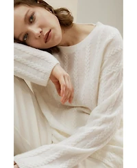 Lilysilk Women's Semi-Sheer Cashmere Cable-knit Sweater