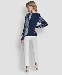 Dkny Women's Long Sleeve V-Neck Top