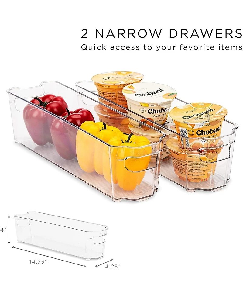 Sorbus 6 Pack Stackable Plastic Clear Fridge Bins - for Freezer and Pantry