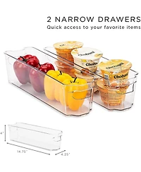 Sorbus 6 Pack Stackable Plastic Clear Fridge Bins - for Freezer and Pantry