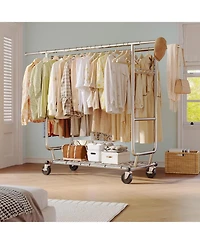 Raybee Clothes Rack Load 630LBS, Heavy Duty Clothes Rack, Rolling Clothing Racks for Hanging Clothes with Wheels, Adjustable & Commercial Garment Rack