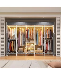 Raybee 90.6" W Clothes Rack with Cover Heavy Duty Clothing Racks for Hanging Clothes Extra Wide Portable Closet Loads 1200LBS Garment Rack