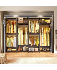 Raybee Clothes Rack with Cover Heavy Duty Clothing Racks for Hanging Clothes Adjustable Metal Portable Closet for Bedroom