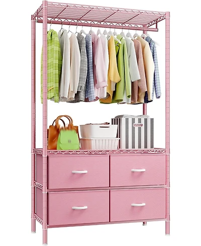 Raybee Heavy Duty Clothing Rack with Drawers and Shelves