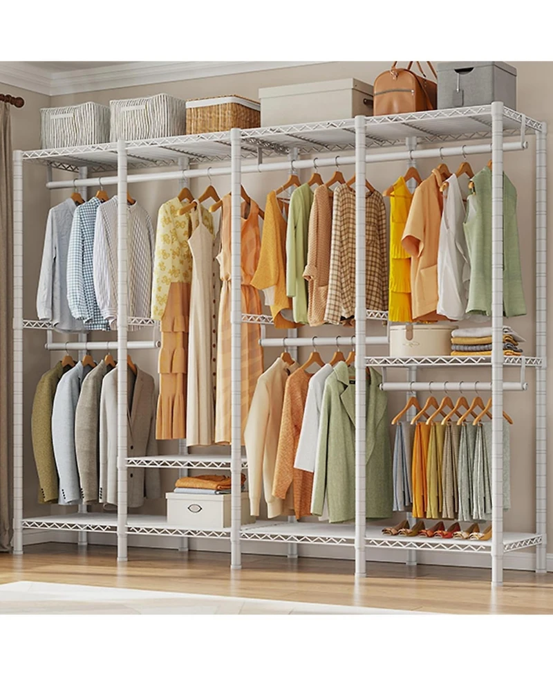 Raybee Clothing Racks for Hanging Clothes,Heavy Duty Clothes Rack with Shelves,Portable Closet Adjustable