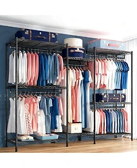 Raybee Clothes Rack with Shelves, Portable Metal Closet Organizer for Hanging Clothes, Adjustable, Max Load 900 lbs for Bedroom or Apartment