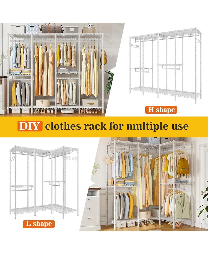 Raybee Clothes Rack Heavy Duty Clothing Racks for Hanging Clothes Loads 1100LBS, Garment Rack Freestanding for Bedroom