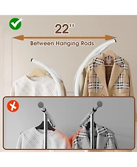 Raybee Heavy Duty Portable Double Rod Clothes Rack with Wheels 360 lbs Load Garment Rack