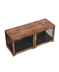 Cozito 75" Extra-Large Double Dog Crate Furniture with Divider, Brown