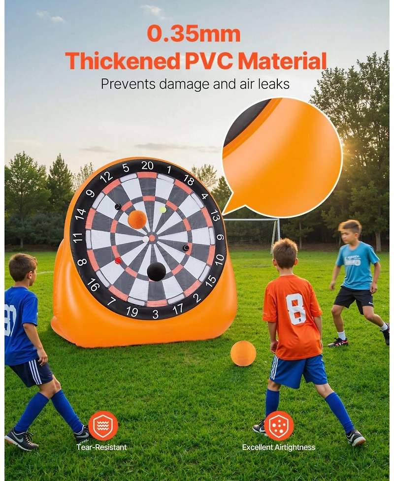 Sugift Inflatable Soccer Dart Board Giant 6-Foot Target with Balls and Pump